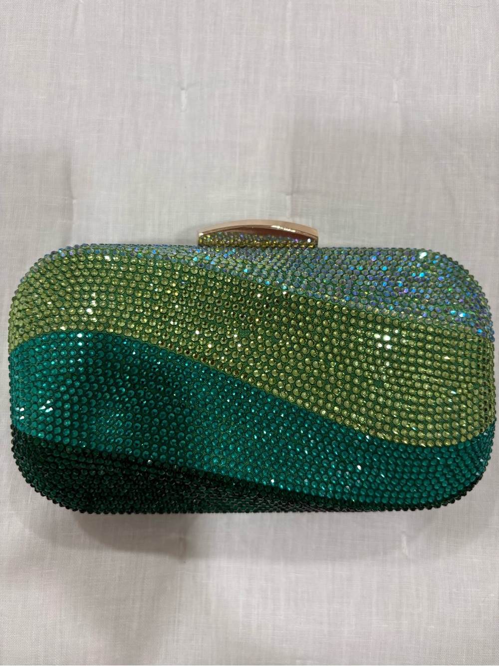 Amazon Green and Teal Crystal Wave Evening Clutch